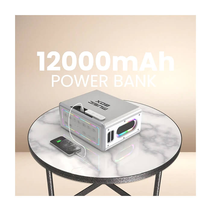 HiFuture MusicBox Silver, 3-Way Speaker System, 100W Output, Built-in DynaBoost Bass Technology, Built-in DC12V Non-Stop Playing Power Socket, Enable Karaoke Dancing Light, Up to 8 ID 94753 (тъмнейл - 3)