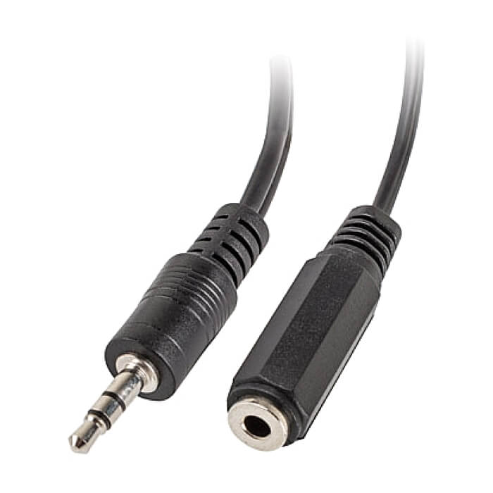 Кабел - Lanberg adapter jack stereo (M) -> jack stereo (F) X2 10cm, black ID 72602 (тъмнейл - 2)