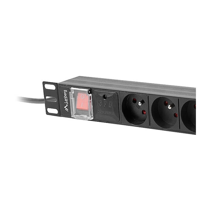 Lanberg power distribution unit (pdu) 19" 1U 16a 2m 8x french outlets black (тъмнейл - 3)