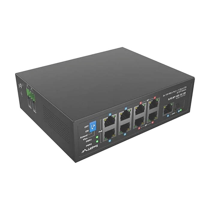 Lanberg Switch ILFE-8P-1Ge-1S-120 POE 4 x BT 4 x AT SFP/ETH DIN Unmanagment Fast Ethernet (тъмнейл - 4)