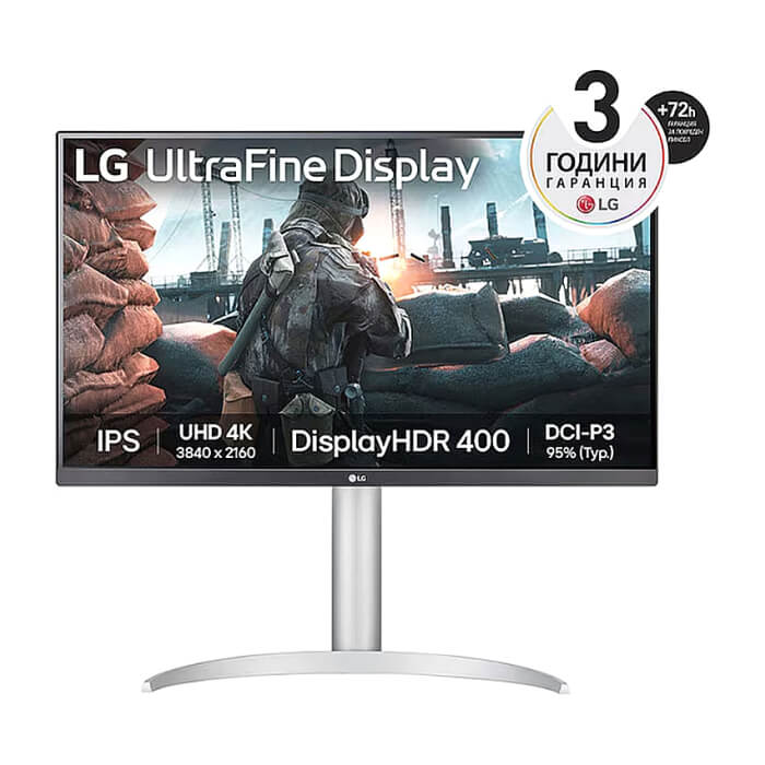 LG 27UP650P-W, 27" UHD 4K IPS AG, DCI-P3 95%, Cinema Screen, 5ms, 1200:1, Mega DFC, 400 cd/m2, 3840x2160, AMD FreeSync, HDR 10, VESA Display HDR 400, HDMI, DisplayPort, FreeSy ID 87738 на супер цена