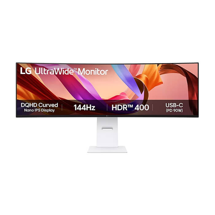 LG 49U950A-W, 49" 32:9 Curved UltraWide Dual QHD 5K 5120x1440 NANO IPS 1ms MBR, 144 Hz, 5ms, 400 cd/m2, 1000:1, HDR400, DCI-P3 98%, USB Type-C, PD 90W, FreeSync, G-SYNC, PIP, ID 92042 на супер цена