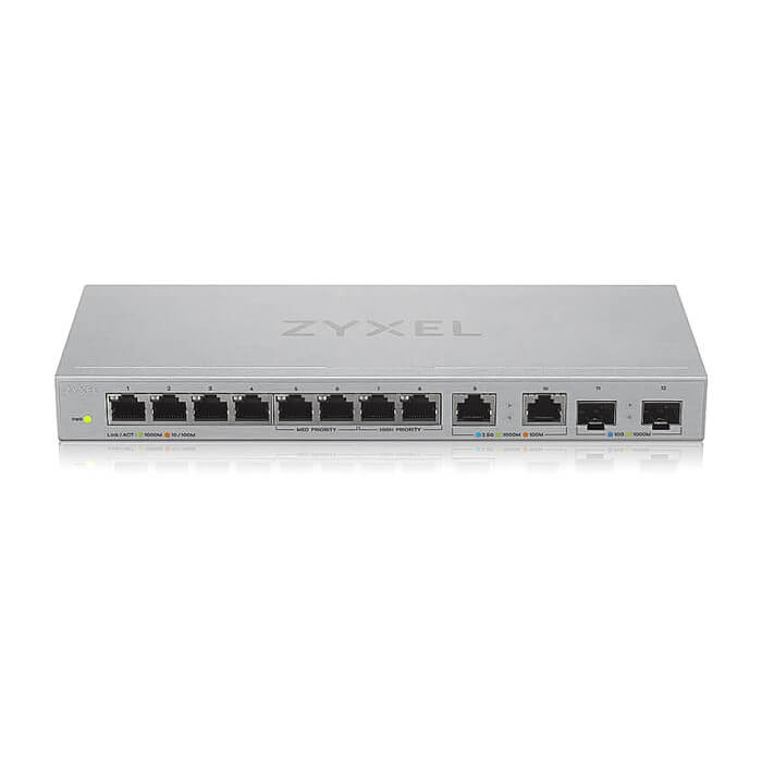 ZyXEL XGS1010-12 v2, 12-Port Gigabit Unmanaged Switch with 8-Port 1G + 2-Port 2.5G + 2-Port SFP+