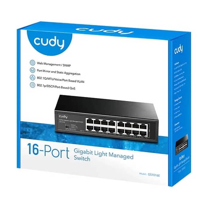 Cudy GS1016E 16-Port Gigabit Light Managed Switch, 16 Gigabit RJ45 Ports, Rack-mountable Steel Case (тъмнейл - 4)
