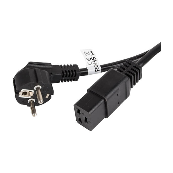 Кабел - Lanberg CEE 7/7 -> IEC 320 C19 power cord 16A 1.8m VDE, black ID 72491