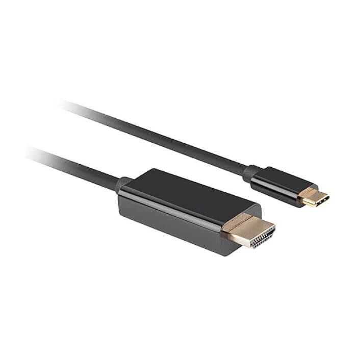 Кабел - Lanberg USB-C (M) -> HDMI(M) 2.0 4K 60hz cable 0.5m, black ID 72565 (тъмнейл - 3)