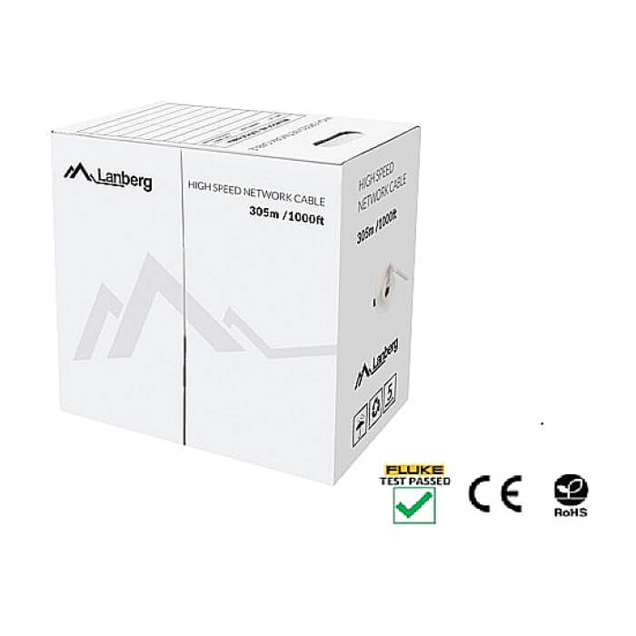 Lanberg LAN cable CAT.6 utp 305m solid cu grey fluke passed ID 87029 (тъмнейл - 2)