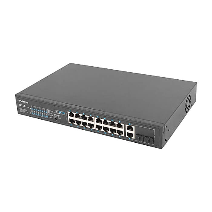 Lanberg switch 16x 100mb poe+/2x 1GB/1x sfp unmanaged rack 10" & 19" gigabit ethernet 150w (тъмнейл - 3)