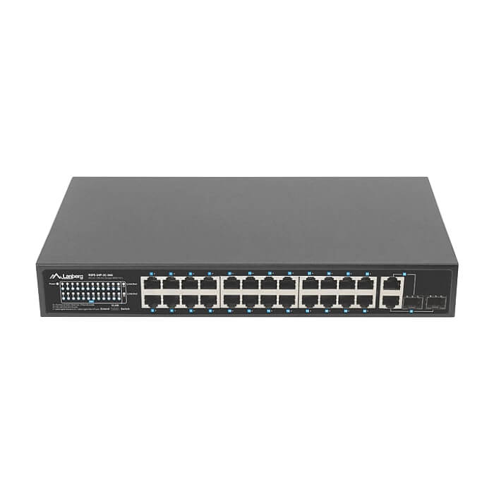 Lanberg switch 24x 100mb poe+/2x combo rack 19" gigabit ethernet 360w v2 (тъмнейл - 3)