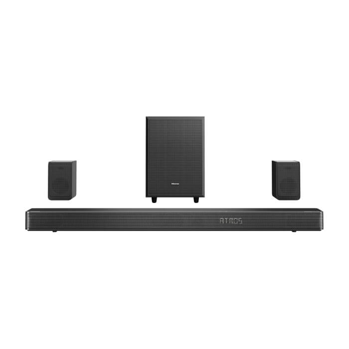 Hisense AX5140Q, 5.1.4Ch Sound Bar with Wireless Subwoofer, 600W, Dolby Atmos, Bluetooth 5.3, 4K HDMI Pass Through, DTS:X, HDMI/AUX/ARC/Optical/USB, 7 EQ Modes, Black на супер цена