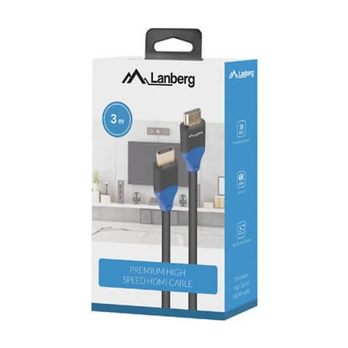 Кабел - Lanberg HDMI M/M V2.0 cable 3m 4K CU box, black ID 72539 (тъмнейл - 3)