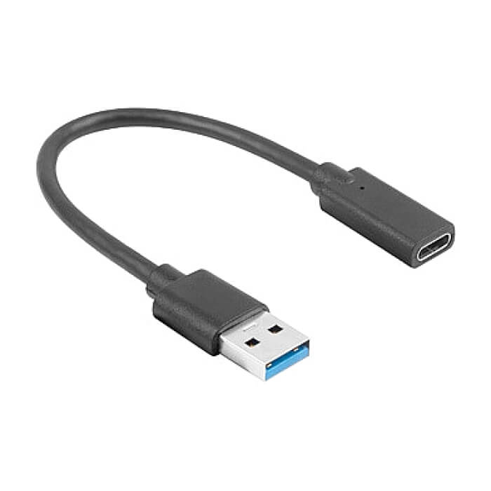 Кабел - Lanberg USB-C (F) -> USB-A(M) cable 0.15 m, black ID 72609 (тъмнейл - 2)
