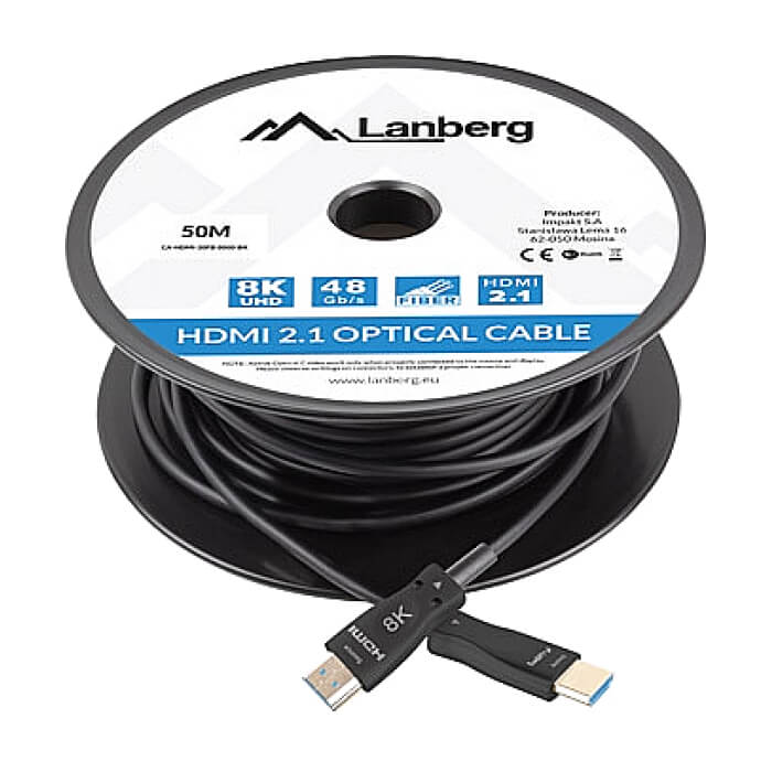 Lanberg HDMI M/M v2.1 cable 50m optical black aoc ID 86816 (тъмнейл - 3)