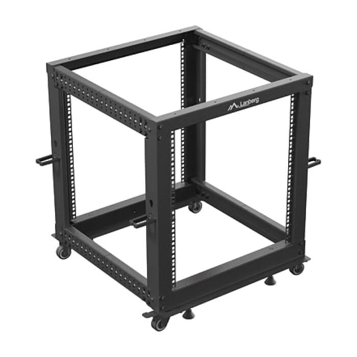 Lanberg open rack 19" 12U 600x600-1100 adjustable black ID 87220 (тъмнейл - 4)