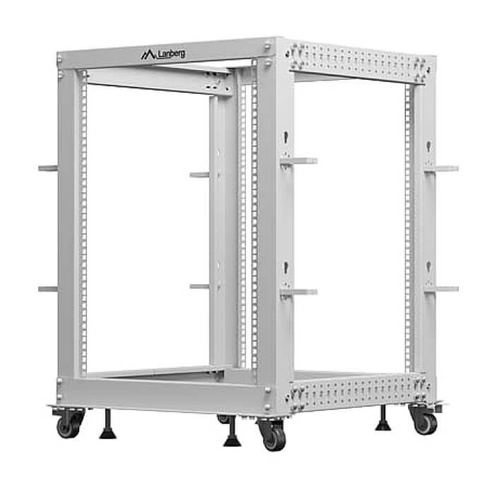 Lanberg open rack 19" 15U 600x600-1100 adjustable, grey ID 96768 (тъмнейл - 2)