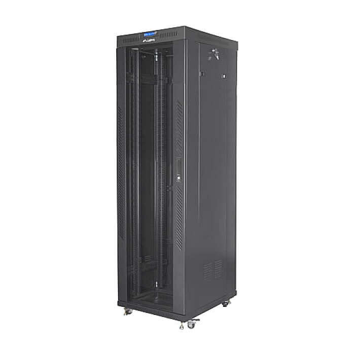 Lanberg rack cabinet 19" free-standing 42U/600x800 (flat pack) with glass door lcd black v2 ID 87184 (тъмнейл - 3)