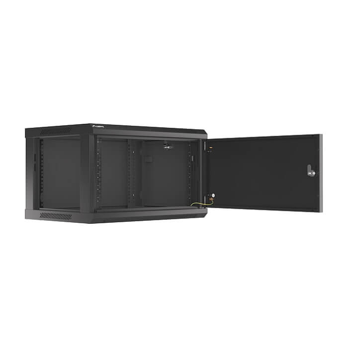Lanberg rack cabinet 19" wall-mount 6U/600x450 for self-assembly with metal door black (flat pack) ID 87606 (тъмнейл - 2)