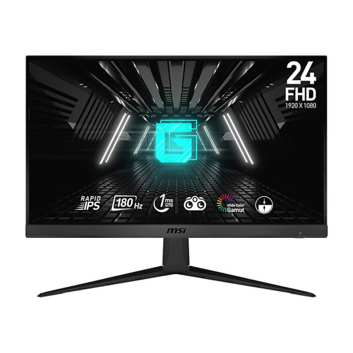 MSI G2412F, 23.8", Rapid IPS, 1ms, 180Hz, AG, FHD 1920x1080, Flat, 16:9, Adaptive-sync, NIGHT VISION, Anti-Flicker, LESS BLUE LIGHT, Frameless, 300nits, 1000:1 , 2x HDMI (2.0b), 1x DP (1.2a), Tilt, VESA, 36M ID 65043 на супер цена от GT Computers MSI G2412F, 23.8", Rapid IPS, 1ms, 180Hz, AG, FHD 1920x1080, Flat, 16:9, Adaptive-sync, NIGHT VISION, Anti-Flicker, LESS BLUE LIGHT, Frameless, 300nits, 1000:1 , 2x HDMI (2.0b), 1x DP (1.2a), Tilt, VESA, 36M ID 65043 на супер цена