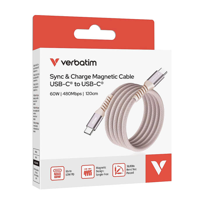 Verbatim Sync & Charge USB-C to USB-C 60W Magnetic 120 cm - Pink ID 84966 (тъмнейл - 5)