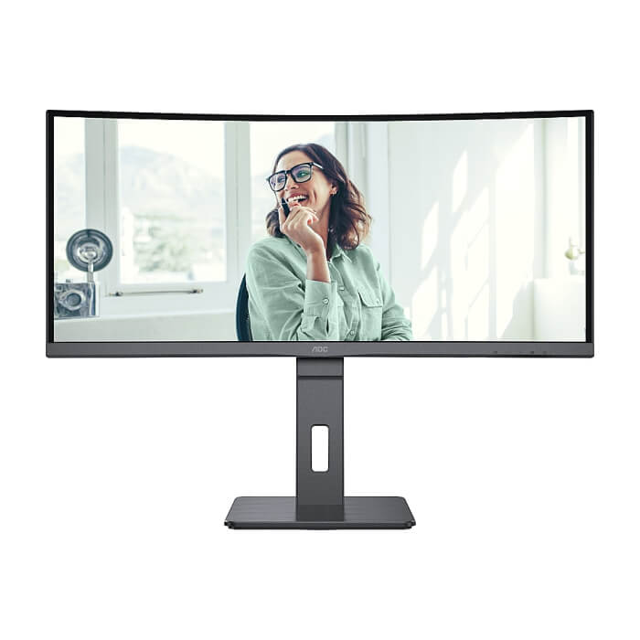 AOC CU34P3CV, 34" VA WLED, Curved 1500R, 3440x1440@100Hz, 4ms GtG, 1ms MPRT, 300cd m/2, DCR 3000:1, 50M:1, AdaptiveSync, FlickerFree, Low Blue Light, 5Wx2, Tilt, Height Adjust, Swivel, HDMI, DP, USB hub ID 65360 (тъмнейл - 2)