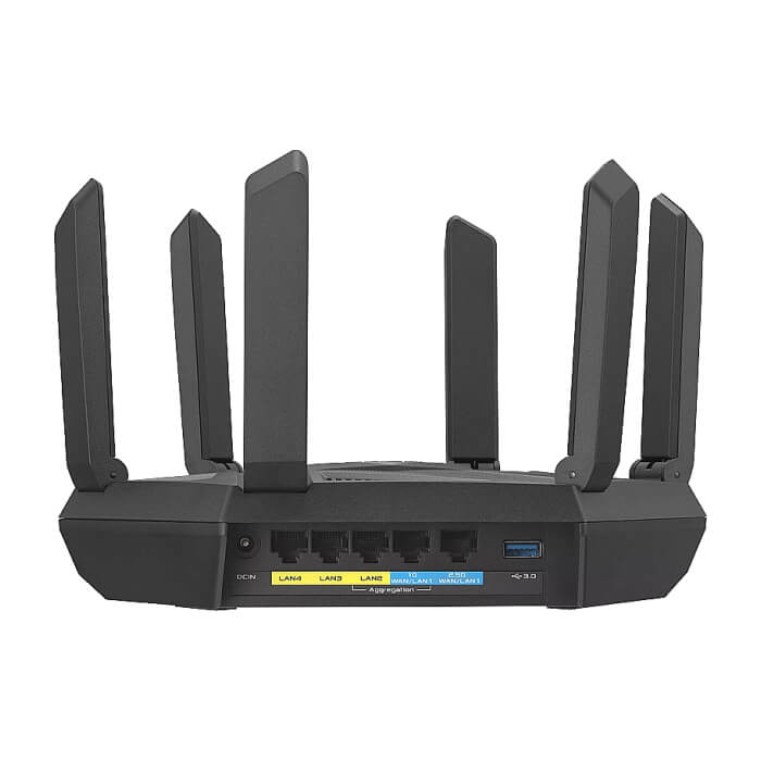 Asus Gaming Wireless Router, RT-AXE7800, AXE7800, Tri-Band, Quad-Core 1.7GHz CPU, 256MB/512MB Flash/RAM, 2.5G port, AiProtection Pro, Adaptive QoS, VPN Fusion, Instant Guard, IPTV, OFDMA, MU-MIMO, Beamforming, Link Aggregation, AiMesh, Black (тъмнейл - 2)