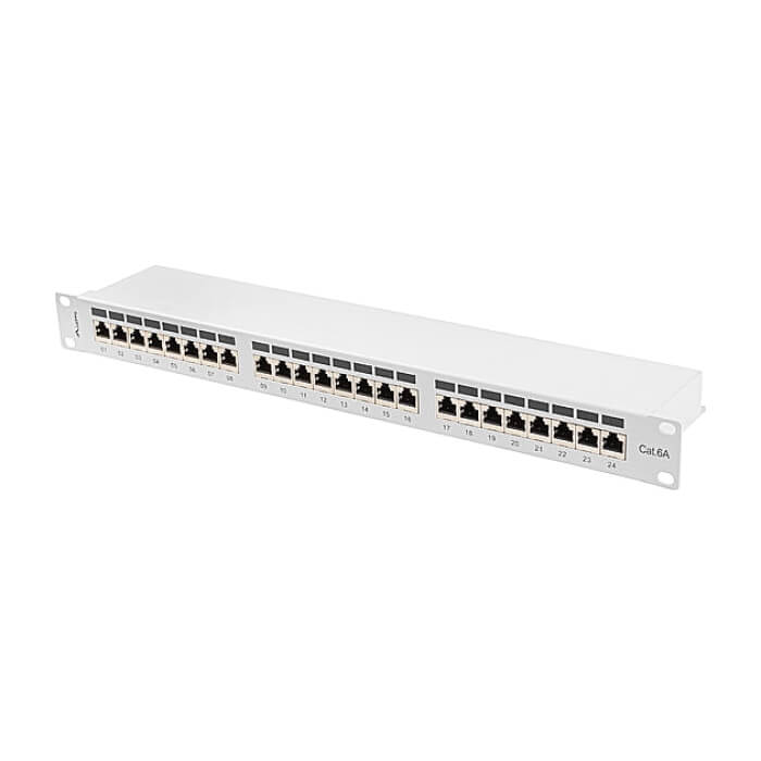 Lanberg patch panel 24 port 1U 19" CAT.6a ftp with cable organizer shielded grey ID 86965 (тъмнейл - 5)