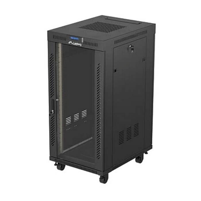 Lanberg Rack Cabinet 19" Free-Standing 24U/600X800 (FlAT Pack) With Glass Door LCD Black V2 ID 98067 (тъмнейл - 4)