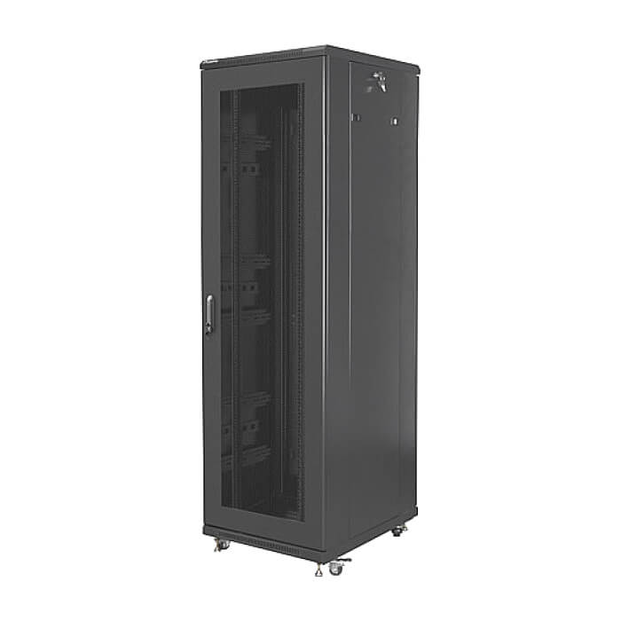 Lanberg rack cabinet 19" free-standing 42U/600x800 (flat pack) with mesh door black ID 87182 (тъмнейл - 2)