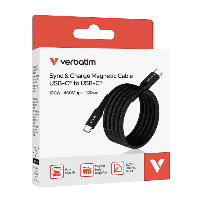 Verbatim Sync & Charge USB-C to USB-C 100W Magnetic 120 cm - Black ID 84959 (тъмнейл - 5)