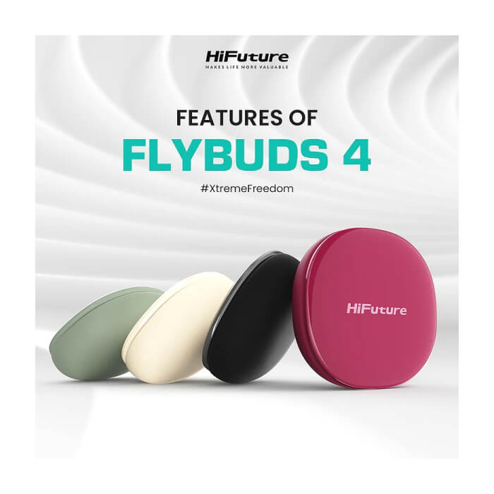 HiFuture FlyBuds 4 AI Black, Support AI Free Talk, Support 130+ Languages Translation, Active Noise Cancelling, 4 MICS ENC, Wireless 5.4, Up to 10 Hours Battery Life by one charge ID 94727 (тъмнейл - 2)