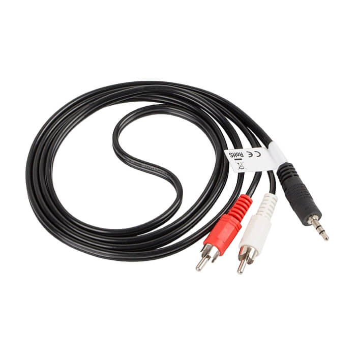 Кабел - Lanberg mini jack 3.5mm (M) 3 pin -> 2X RCA (chinch) (M) cable 1.5m ID 72589 (тъмнейл - 2)