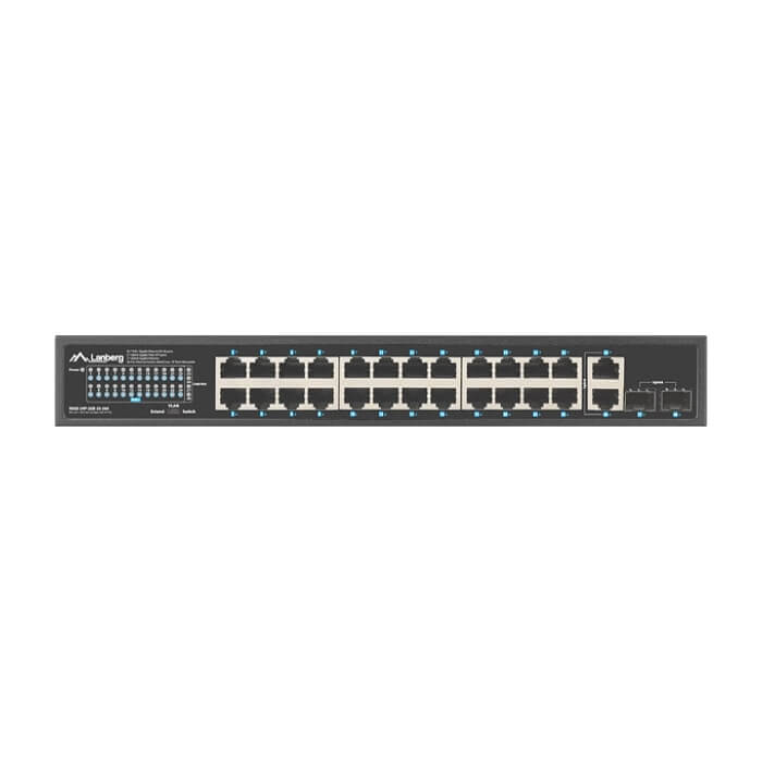 Lanberg switch 24x 1GB poe+/2x GB 2x sfp rack 19" gigabit ethernet 360w (тъмнейл - 3)