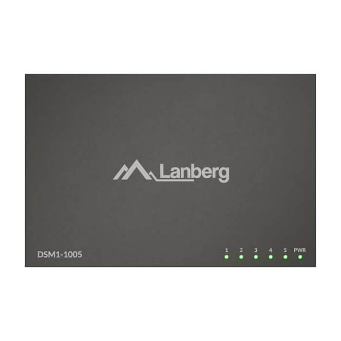 Lanberg switch DSM1-1005 5-port, 1GB/s 12V Metal case на супер цена от GT Computers Lanberg switch DSM1-1005 5-port, 1GB/s 12V Metal case на супер цена