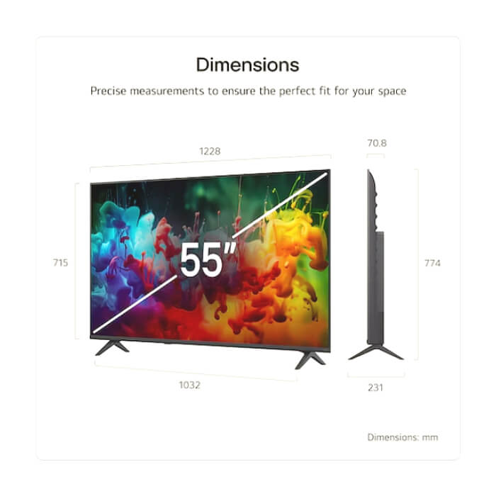 LG 55QNED71B3B., 55" 4K QNED MiniLED Smart TV, 3840x2160, DVB-T2/C/S2, Alpha 7 AI Processor, HDR10 / HLG, webOS 26 ThinQ, VRR / ALLM / HGiG, 4K Super Upscaling, WiFi 5, Blueto ID 98284 (тъмнейл - 3)