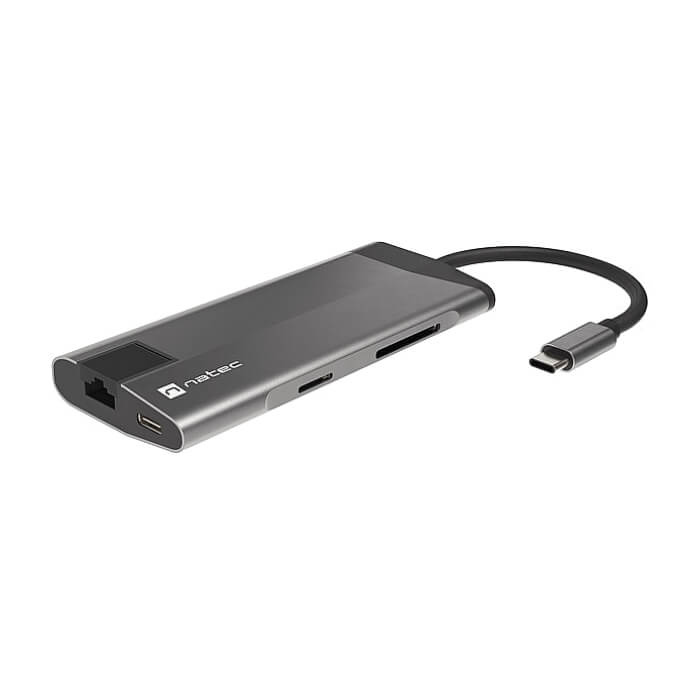 Natec Fowler Plus Multiport Adapter 8 in 1, USB 3.0 HUB, HDMI 4K, USB-C PD, RJ45, SD, Micro (тъмнейл - 2)