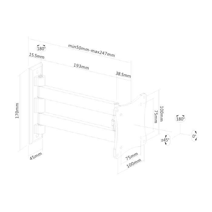 Neomounts by NewStar Flat Screen Wall Mount (2 pivots & tiltable) ID 66907 (тъмнейл - 3)