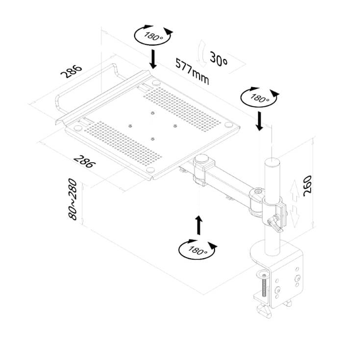 Neomounts by NewStar Notebook Swivel Arm (heigth: 0-27 cm / depth: 30-60 cm) ID 63341 (тъмнейл - 3)