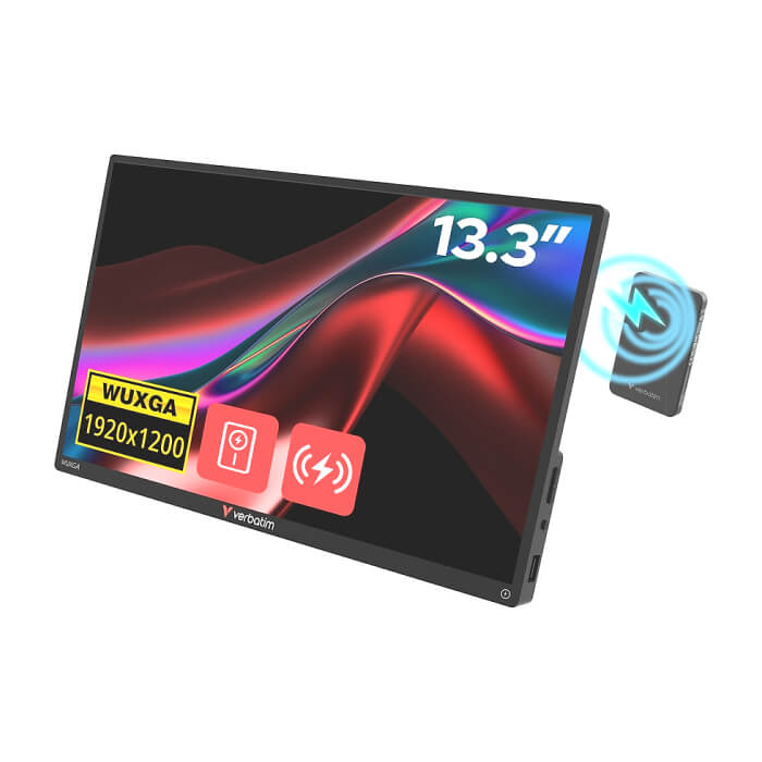 Verbatim Portable 13.3" WUXGA Touch Monitor ALU with Wireless Power Supply incl. Power Bank 5000mAh ID 90958 (тъмнейл - 2)