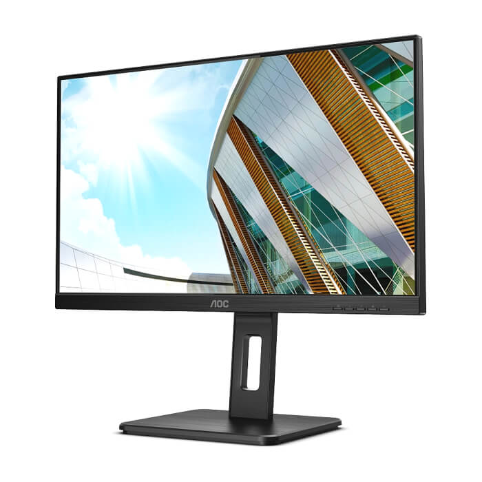AOC Q24P2Q, 23.8" IPS WLED, 2560x1440@75Hz, 4ms GtG, 250cd m/2, 1000:1, DCR 50M:1, FlickerFree, Low Blue Light, 2Wx2, Tilt, Height Adjust, Pivot, Swivel, D-SUB, HDMI, DP, USB hub ID 65412 (тъмнейл - 2)