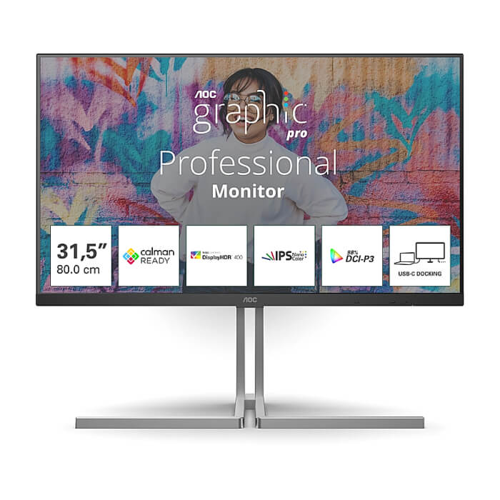 AOC U32U3CV, 31.5" Nano IPS WLED, 3840x2160@60Hz, 4ms GtG, 400cd m/2, 1000:1, 50M:1 DCR, Adaptive Sync, FlickerFree, Anti Blue Light, 3Wx2, Tilt, Height Adjust, Pivot, Swivel, 2xHDMI, DP, USB hub ID 85257 на супер цена