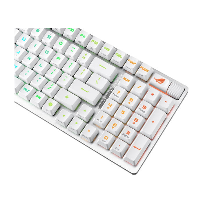 Asus ROG Strix Scope II 96 Wireless Gaming Keyboard, Tri-Mode Connection, Dampening Foam & Switch-Dampening Pads, Hot-Swappable Pre-lubed ROG NX Snow Mechanical Switches, PBT Keycaps, RGB-White (тъмнейл - 5)