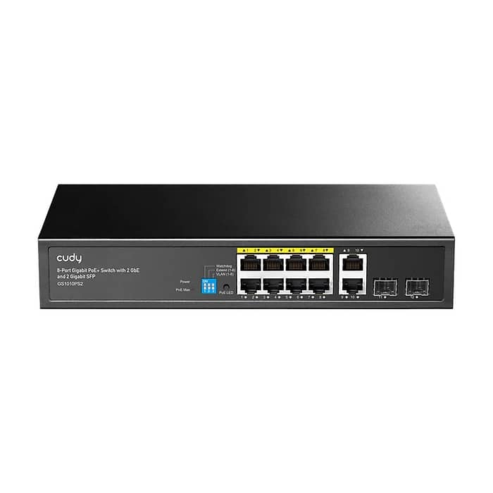Cudy GS1010PS2 8-Port Gigabit PoE+ Switch with 2 Gigabit Uplink ports and 2 Gigabit SFP slot 120W 8-10/100/1000 BASE-T Gigabit ports, 2-Port 10/100/1000 BASE-T Gigabit Uplink ports, 2-1000 BASE-X SFP Slot, 120W Internal Power Supply на супер цена от GT Computers Cudy GS1010PS2 8-Port Gigabit PoE+ Switch with 2 Gigabit Uplink ports and 2 Gigabit SFP slot 120W 8-10/100/1000 BASE-T Gigabit ports, 2-Port 10/100/1000 BASE-T Gigabit Uplink ports, 2-1000 BASE-X SFP Slot, 120W Internal Power Supply на супер цена