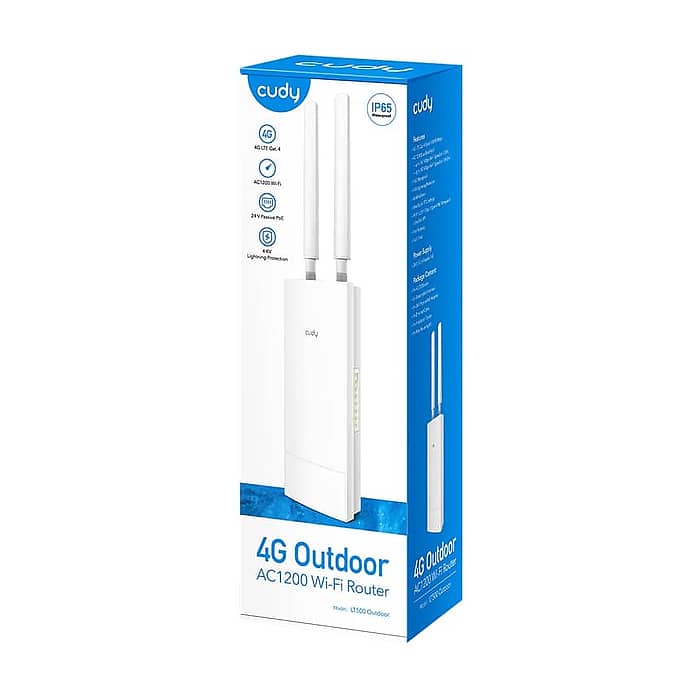 Cudy LT500 Outdoor 4G LTE Cat 4 AC1200 Wi-Fi Router, 300Mbps + 867Mbps Wi-Fi, build-in 4G LTE modem, lightning protection, IP65 Waterproof, 10/100M RJ45 (тъмнейл - 5)