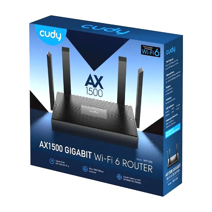 Cudy WR1500 AX1500 Gigabit Wi-Fi 6 Router 1201Mbps at 5GHz + 300Mbps at 2.4GHz (тъмнейл - 5)