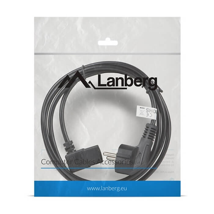 Кабел - Lanberg CEE 7/7 -> IEC 320 C13 power cord 1.8m angled right VDE, black ID 72499 (тъмнейл - 3)