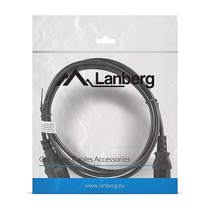 Кабел - Lanberg extension power supply cable IEC 320 C13 -> C14 1.8m, black ID 72496