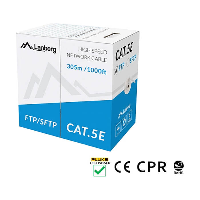 Lanberg LAN cable CAT.5e ftp 305m solid cu grey cpr + fluke passed ID 87041 (тъмнейл - 2)