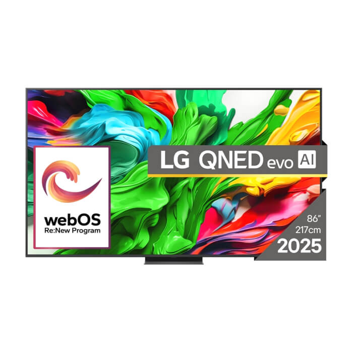 LG 86QNED86A3A, 86" 4K QNED HDR Smart TV, 3840x2160, 120Hz Native (VRR 144Hz), DVB-T2/C/S2, Alpha 8 AI Processor, HDR 10 PRO, webOS 25 ThinQ, 4K Upscaling, WiFi 5, Dolby Vision, Bluetooth 5.1, AirPlay 2, LAN, CI, HDMI, SPDIF, Stand ID 88749