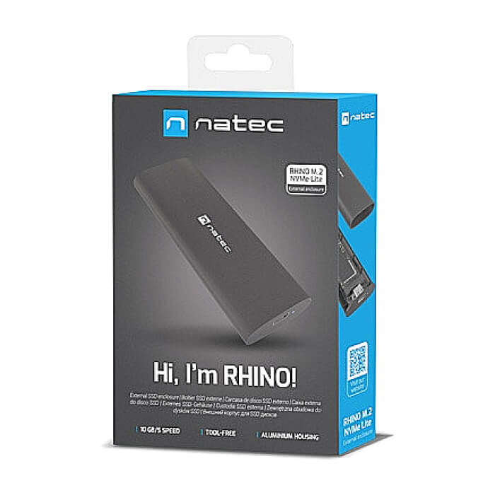 Natec External SSD Enclosure Rhino M.2 NVME Lite USB-C 3.1 GEN 2 Aluminium ID 87908 (тъмнейл - 2)