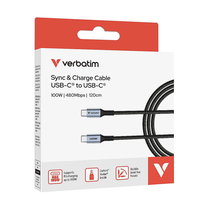 Verbatim Sync & Charge USB C to USB C 100W 120 cm ID 85357 (тъмнейл - 4)